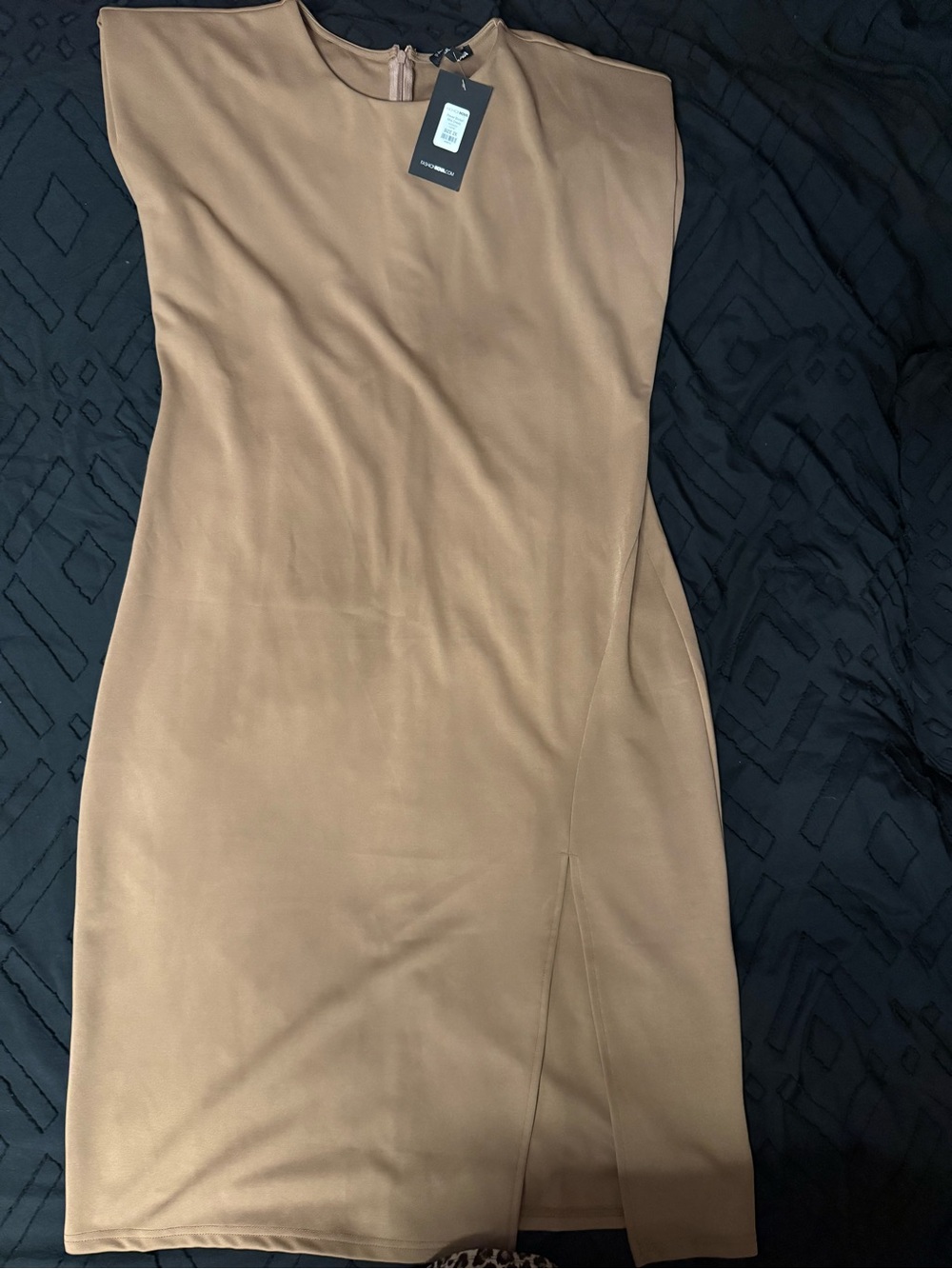 Fashion Nova Camel Midi Sheath Dress